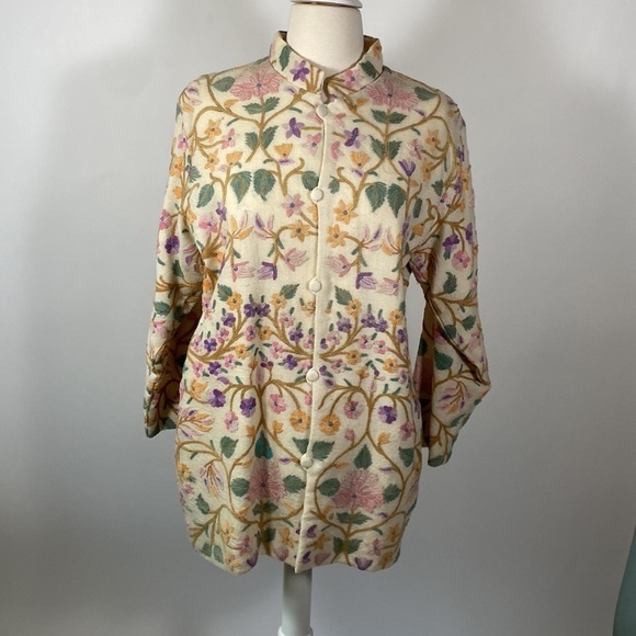 Boho Long Jacket with Floral Embroidery M #186 - Picture 1 of 12